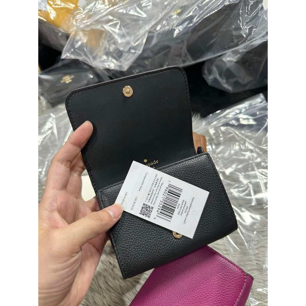 ORIG & IMPORTED KS Kayla Pebbled Leather Small L-Zip Wallet Brown White Black Pink