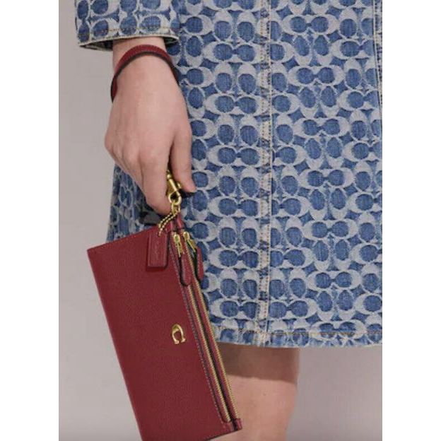 ORIG & IMPORTED CCH RARE Retail Double Zip Long Phone Wallet Phone Wristlet Cherry Red