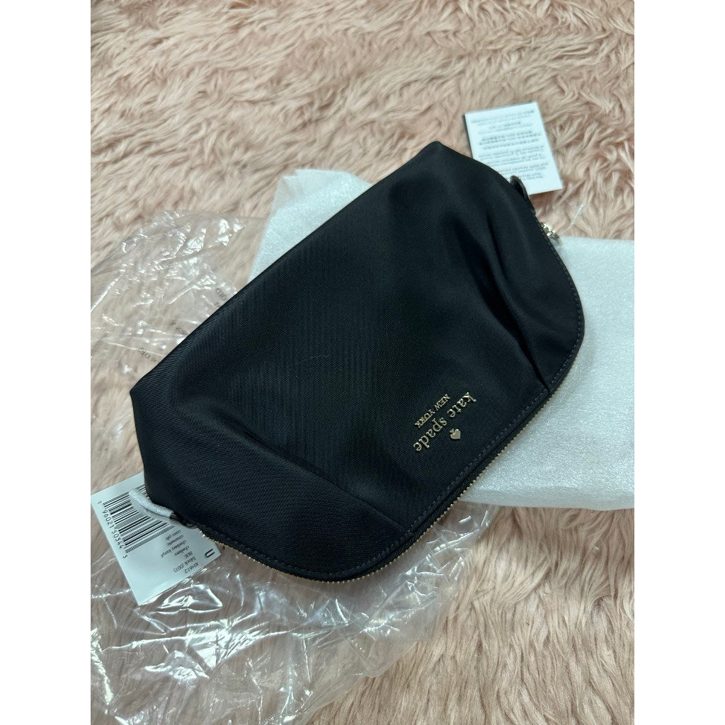 ORIG & IMPORTED KS Chelsea Medium Cosmetic Black Nylon Pouch Leopard