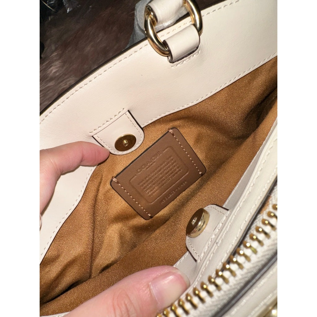 ORIG & IMPORTED CCH Mini Lillie Carryall Satchel Bag Light Khaki/White