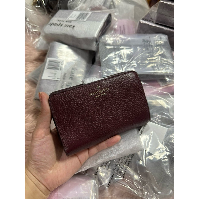 ORIG & IMPORTED KS Lena Pebbled Medium Compact Bifold Wallet Black Brown Green Beige
