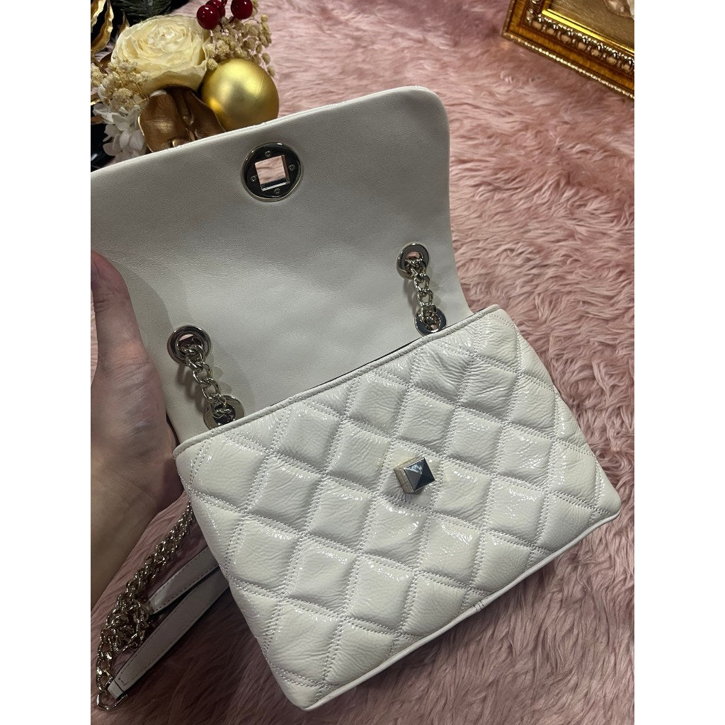 ORIG Preloved KS Natalia Quilted Small Flap Crossbody Bag in Parchment White