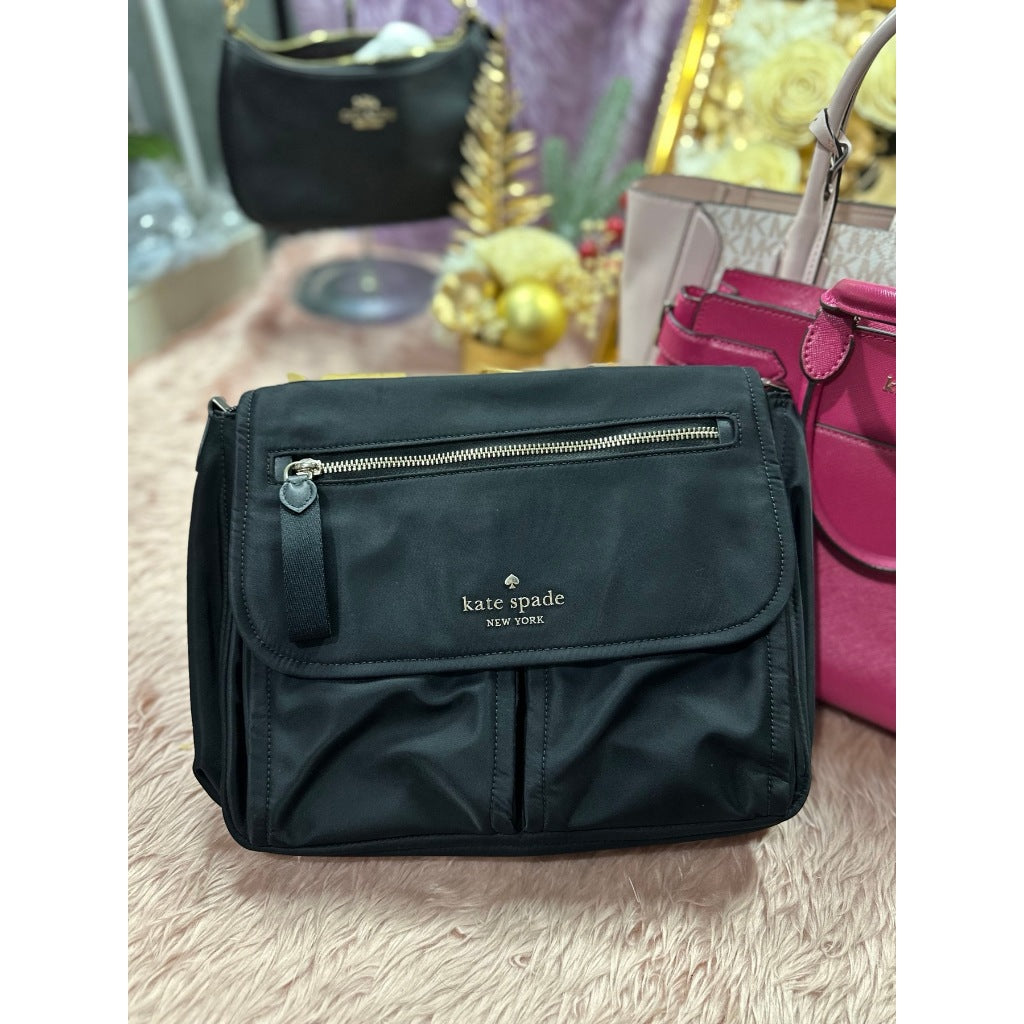 ORIG Preloved KS Chelsea Messenger Black Nylon Bag