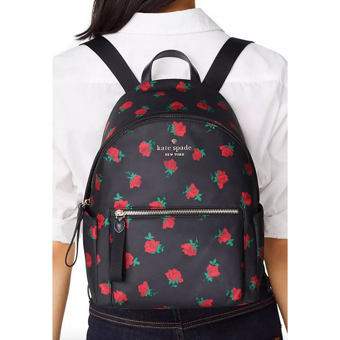 ORIG & IMPORTED KS Chelsea Medium Black Nylon Backpack Rose Toss