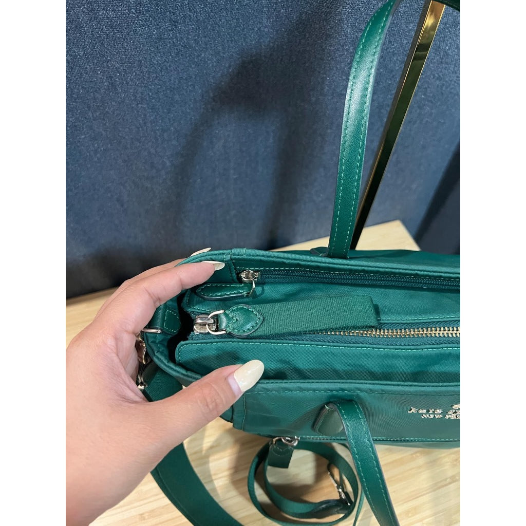 ORIG Preloved KS Chelsea Medium Satchel Nylon Bag Deep Jade Green