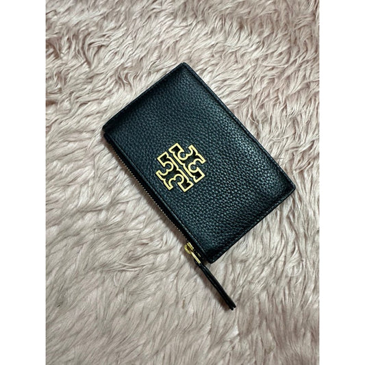 ORIG & IMPORTED Preloved TB britten Zip Card Case holder Slim Black Wallet