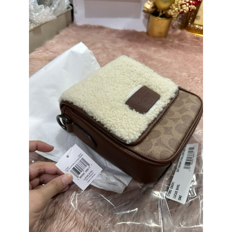 ORIG & IMPORTED CCH Lucas Crossbody Men Brown Bag In Signature Canvas with fur