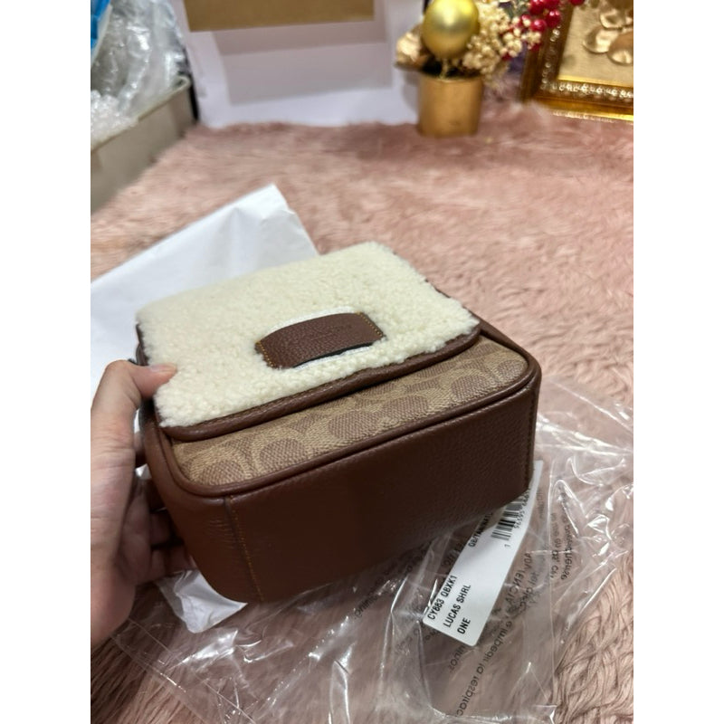 ORIG & IMPORTED CCH Lucas Crossbody Men Brown Bag In Signature Canvas with fur