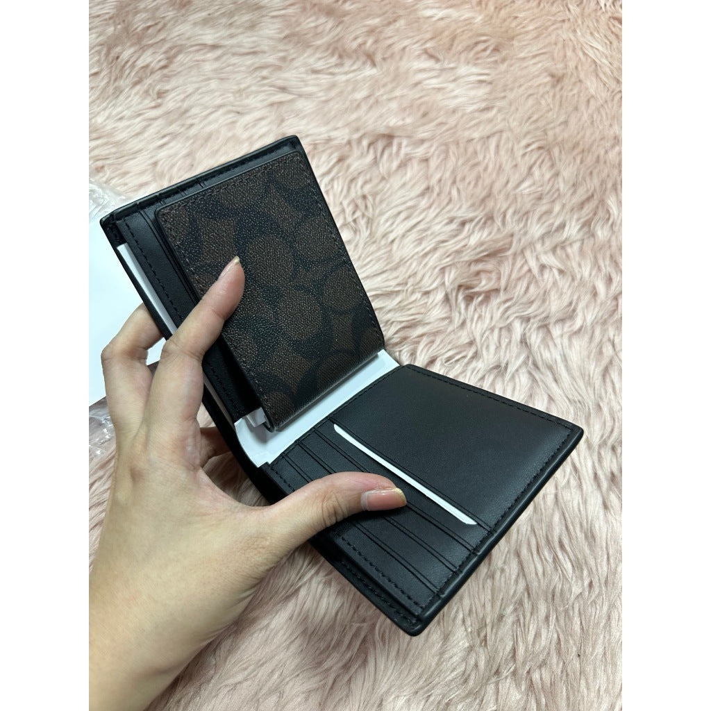 ORIG & IMPORTED CCH 3 in 1 Compact Signature Leather Mahogany Brown Men's Wallet