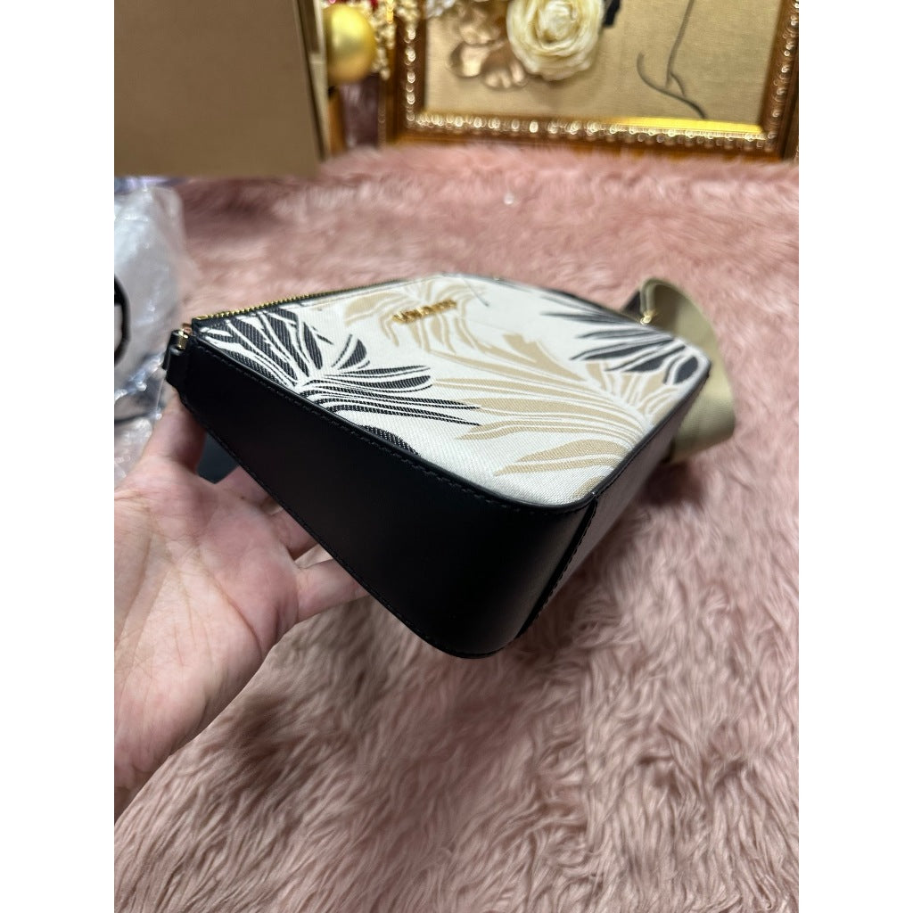 ORIG & IMPORTED MK Jet Set Crossbody Tech Accessories Attached Black Multi Palm Leaves