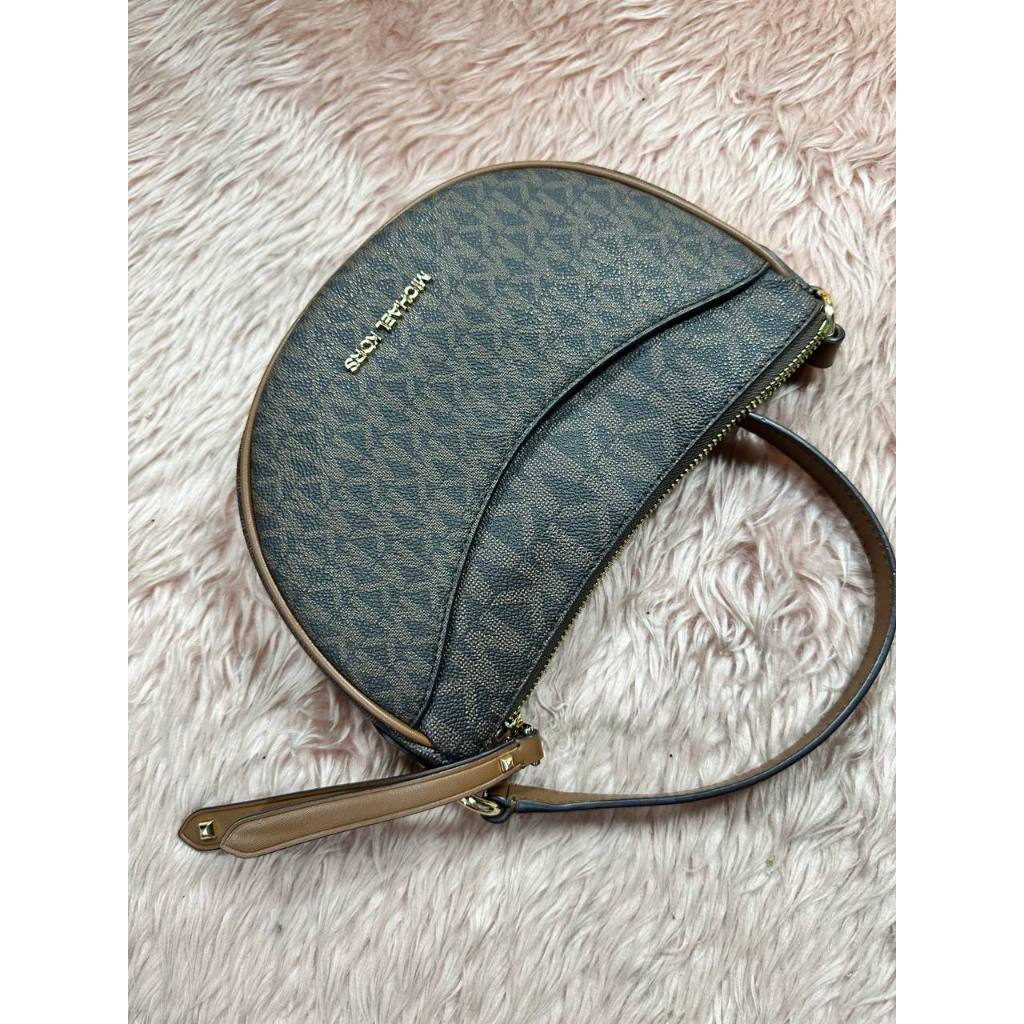 ORIG & IMPORTED MK Signature Dover Small Half Moon Crossbody Bag Brown