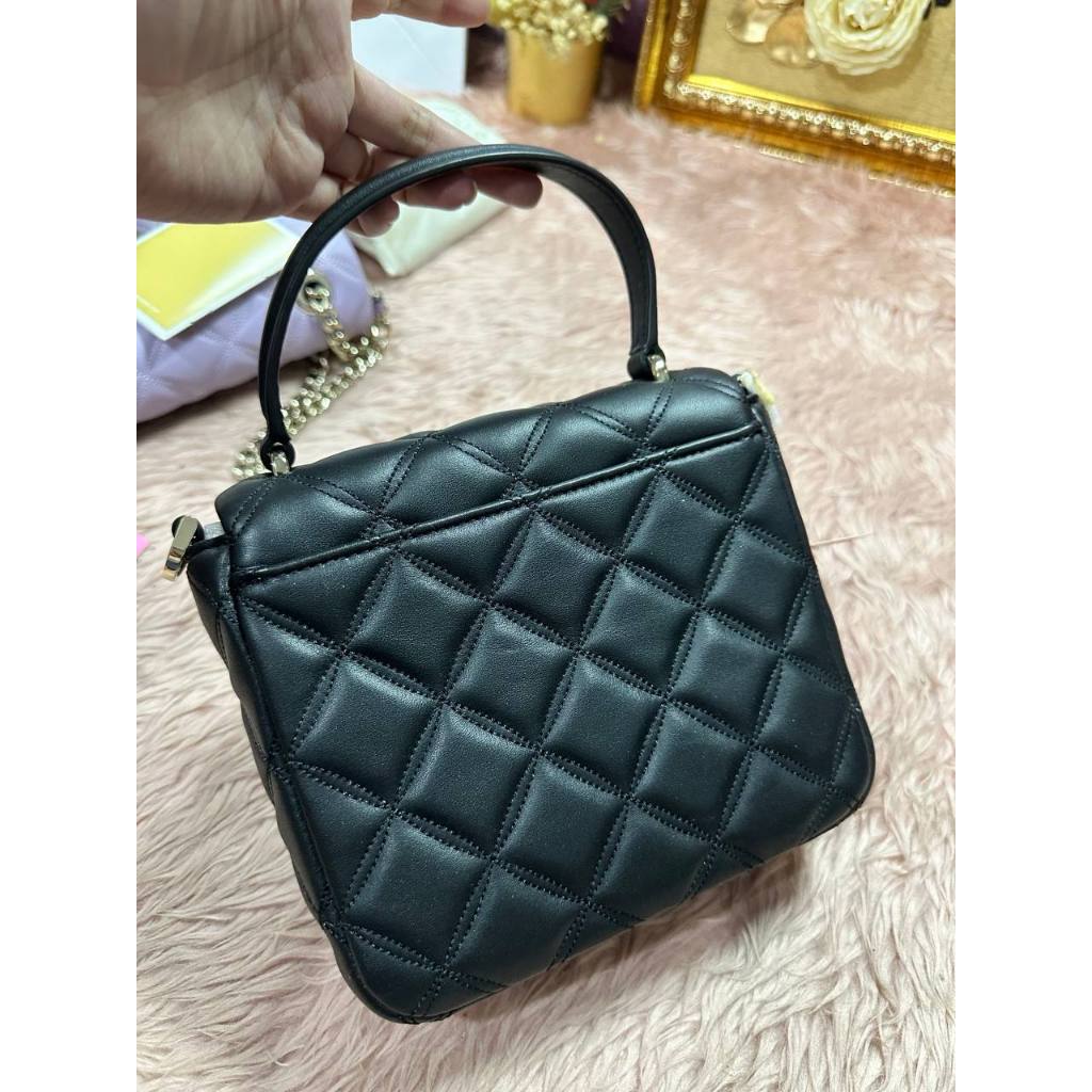 ORIG & IMPORTED KS Natalia Top Handle Square Quilted Black Bag