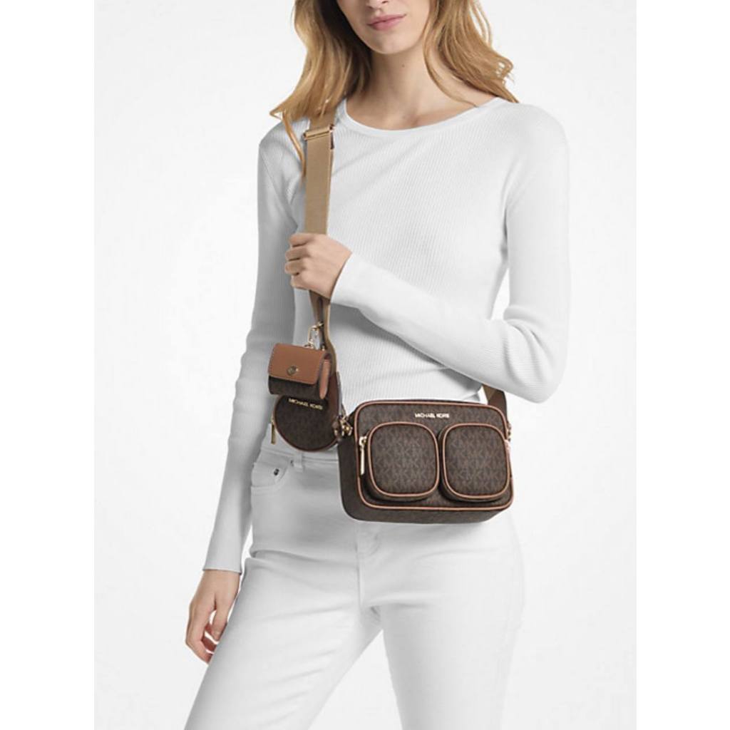 ORIG & IMPORTED MK Jet Set Medium Signature Logo Crossbody Brown Bag with Case for Airpods