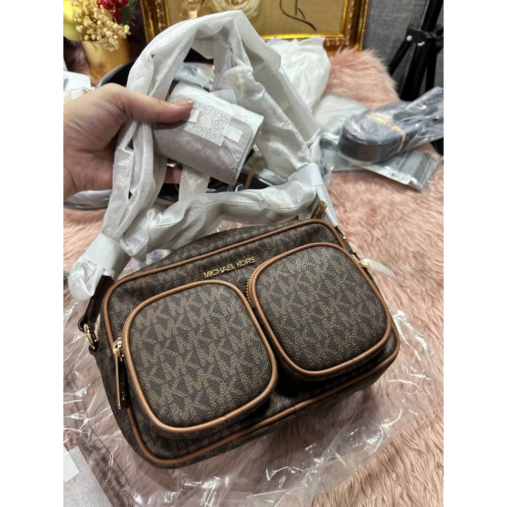 ORIG & IMPORTED MK Jet Set Medium Signature Logo Crossbody Brown Bag with Case for Airpods