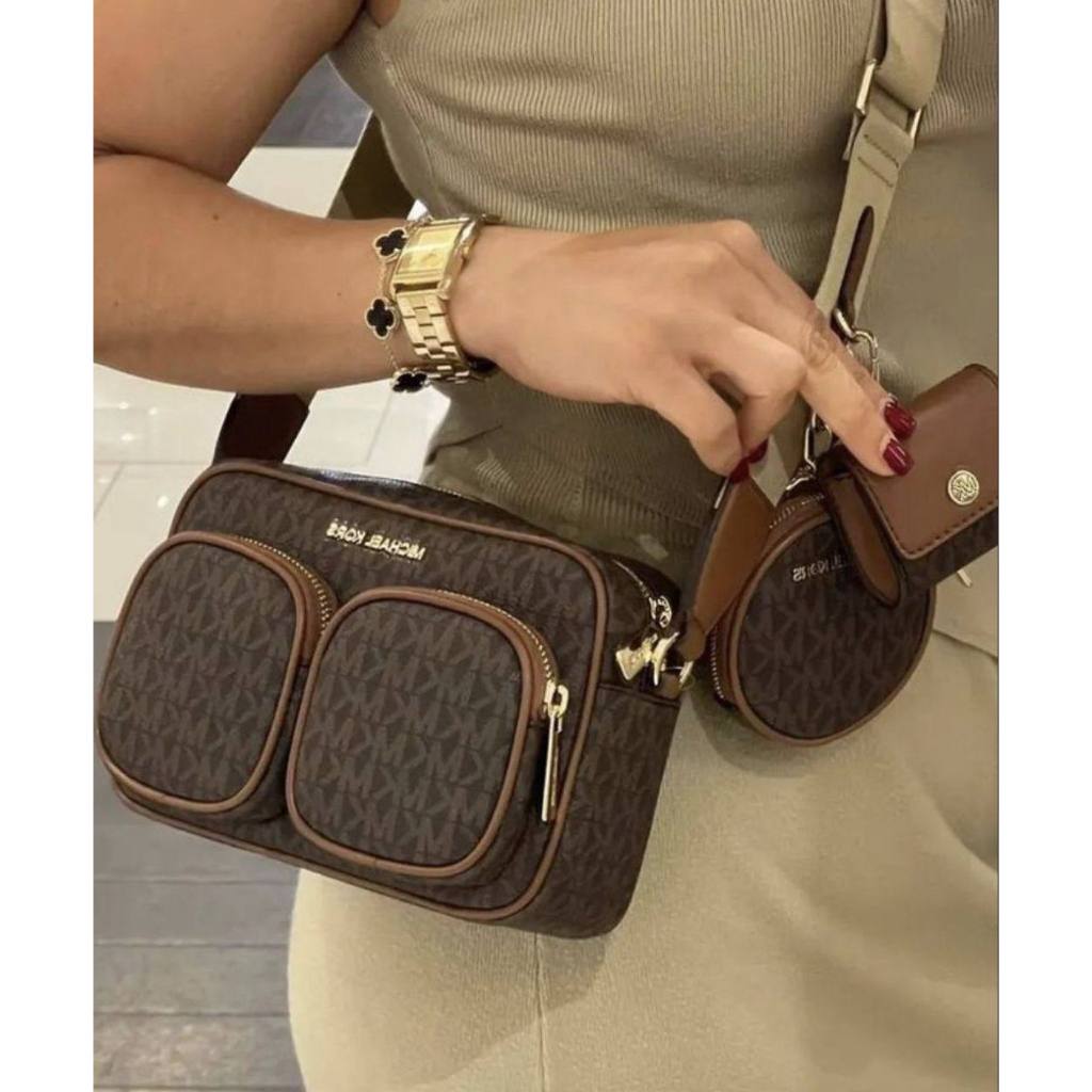 ORIG & IMPORTED MK Jet Set Medium Signature Logo Crossbody Brown Bag with Case for Airpods