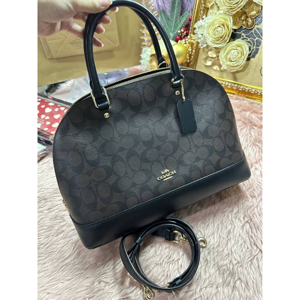 ORIG Preloved CCH Large Sierra Satchel Black Signature Brown Black