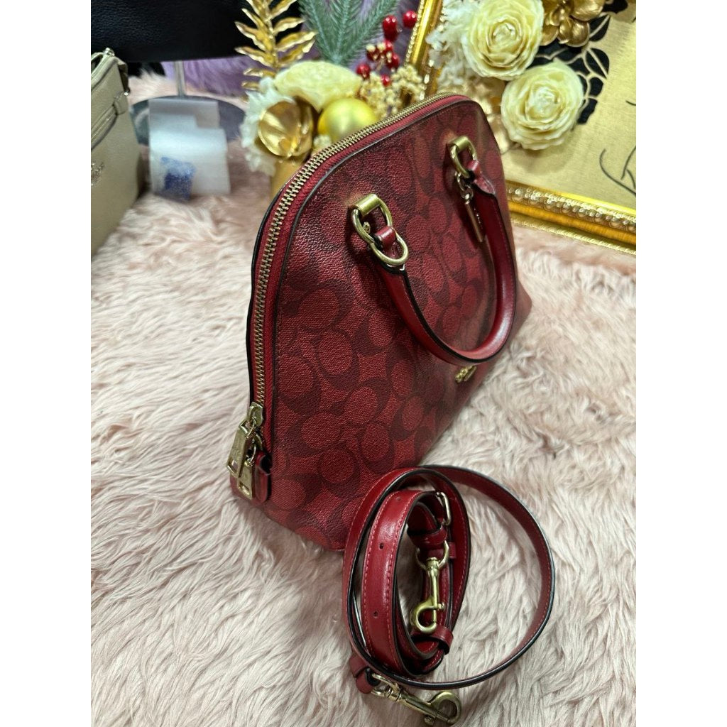 ORIG Preloved CCH Katy Satchel In Signature Canvas Red Bag