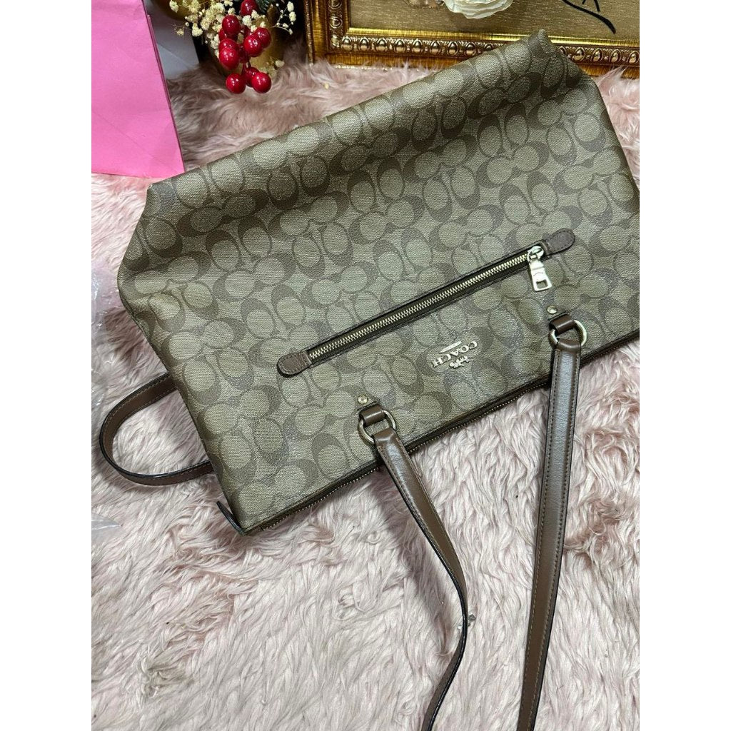 ORIG Preloved CCH Gallery Tote In Signature Canvas Khaki Brown Bag