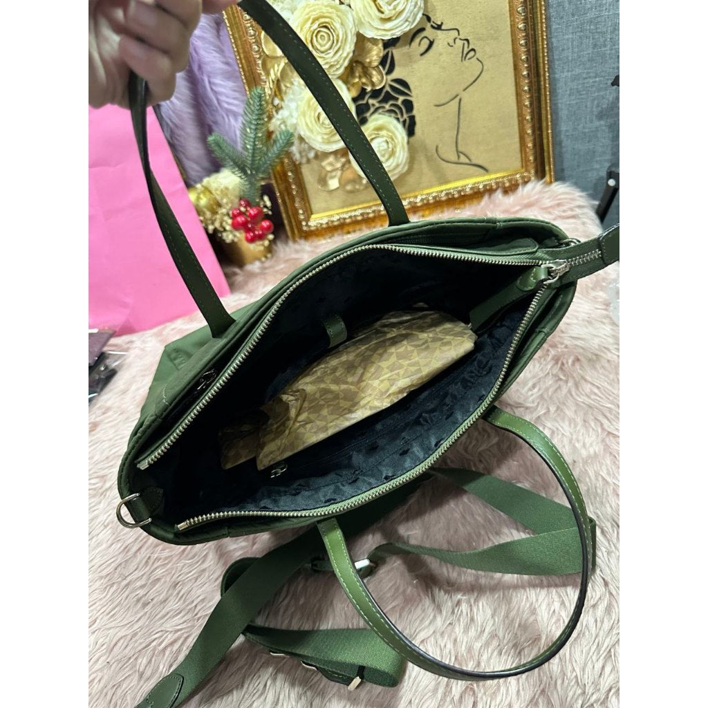 ORIG Preloved KS Chelsea Nylon Medium Satchel Crossbody Bag Enchanted Green