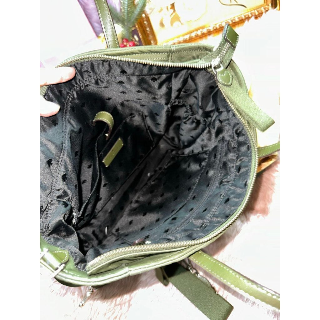 ORIG Preloved KS Chelsea Nylon Medium Satchel Crossbody Bag Enchanted Green