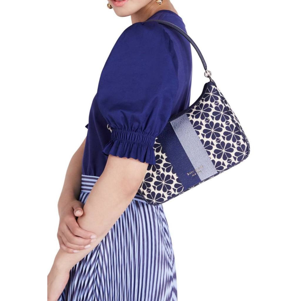 Retail KS Spade Flower Jacquard Stripe Sam Small Shoulder Bag - Blue