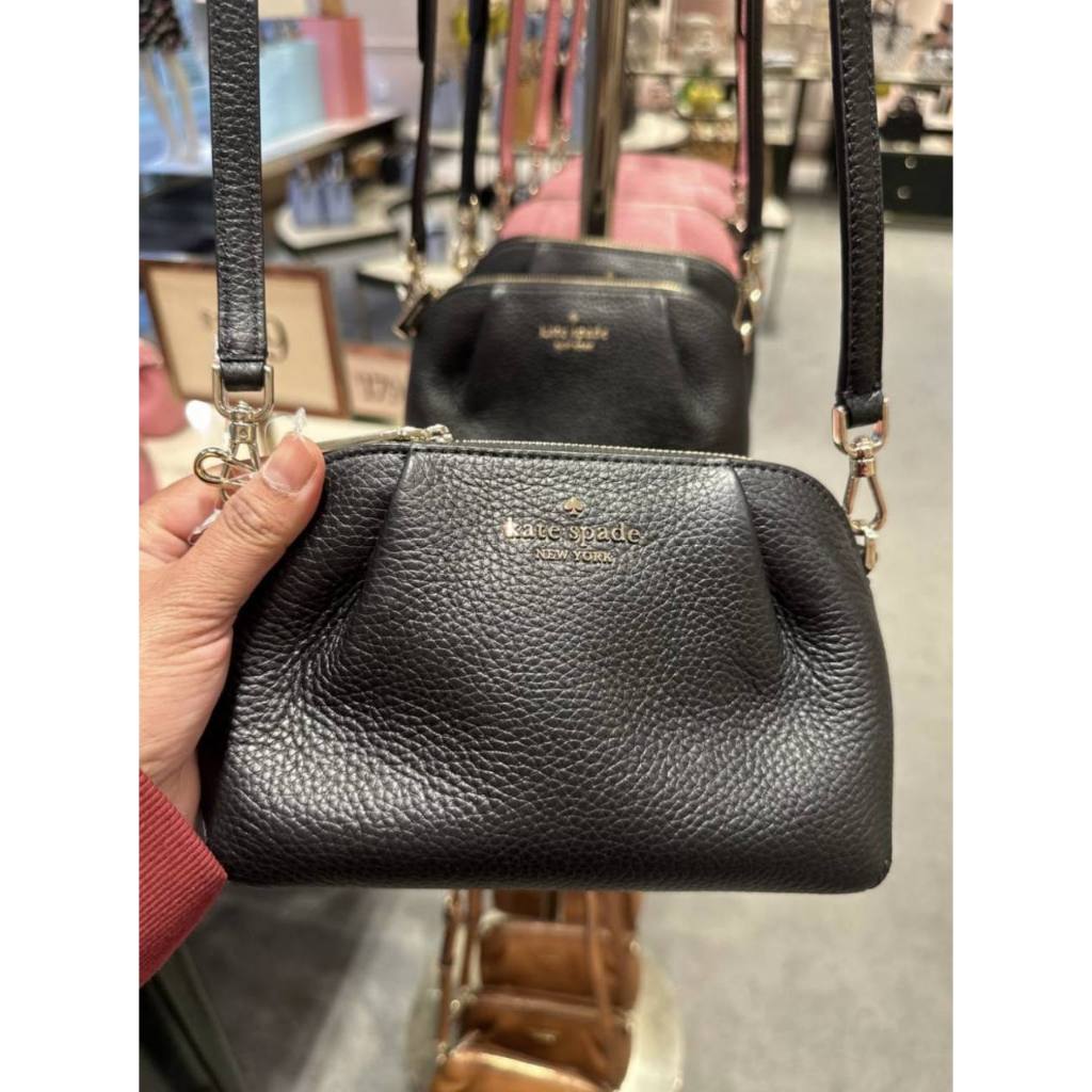 ORIG & IMPORTED KS Dumpling Convertible Small Crossbody Wristlet Bag Black Brown