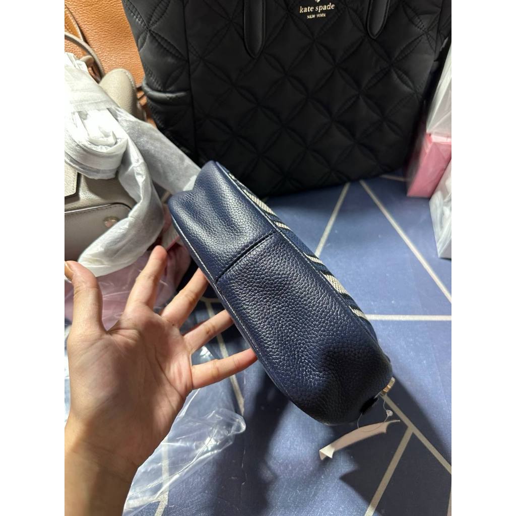 ORIG & IMPORTED KS Astrid Canvas Stripe Medium Crossbody Bag Blue