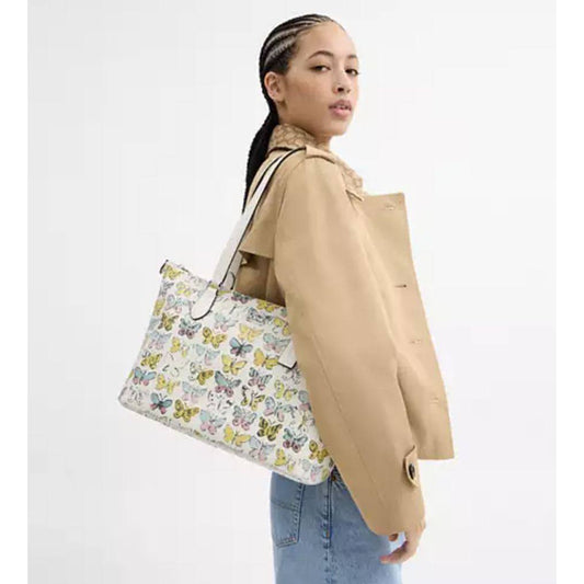 ORIG & IMPORTED CCH Gallery Tote White Bag With Butterfly Print