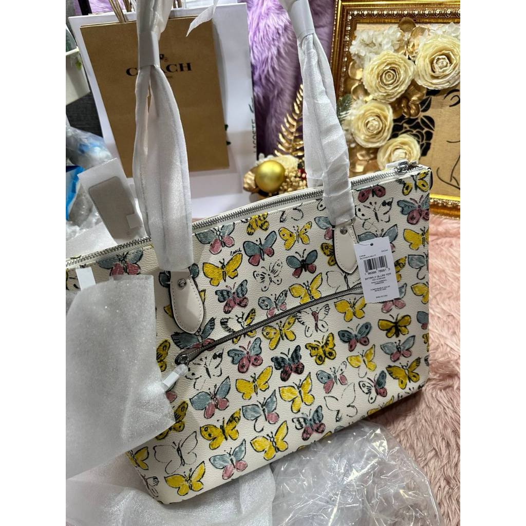 ORIG & IMPORTED CCH Gallery Tote White Bag With Butterfly Print