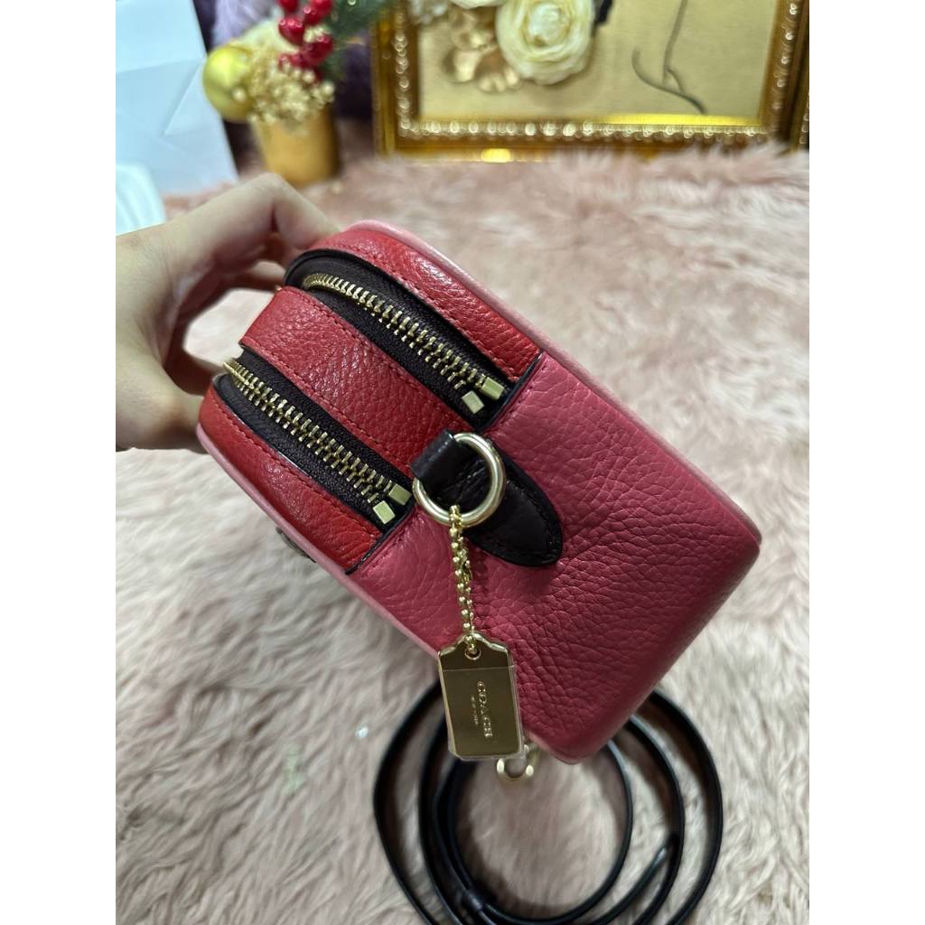 ORIG Preloved CCH Rare Jes Crossbody Double Zip Bag In Colorblock Red