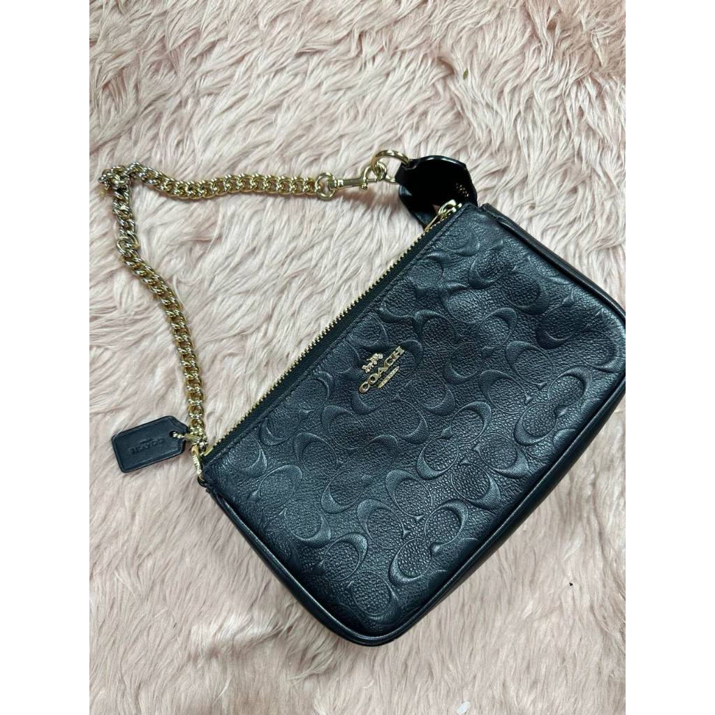 ORIG Preloved CCH Nolita 10 Large Chain Wristlet Signature Leather Black Small Bag