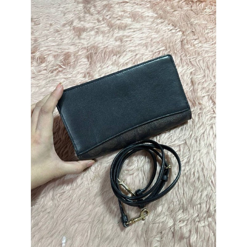 ORIG Preloved CCH Anna Foldover Crossbody Clutch Small Bag Signature Brown Black