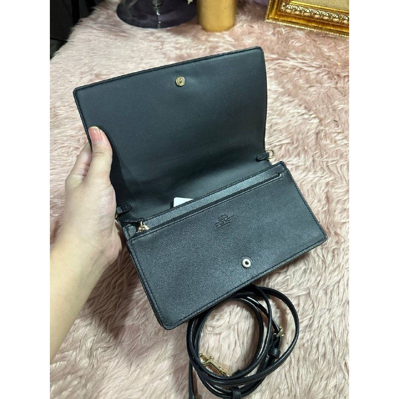 ORIG Preloved CCH Anna Foldover Crossbody Clutch Small Bag Signature Brown Black