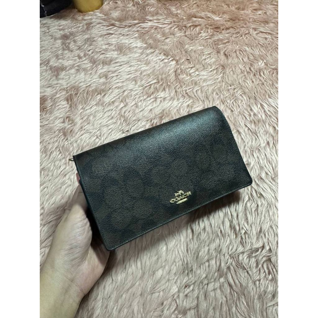 ORIG Preloved CCH Anna Foldover Crossbody Clutch Small Bag Signature Brown Black