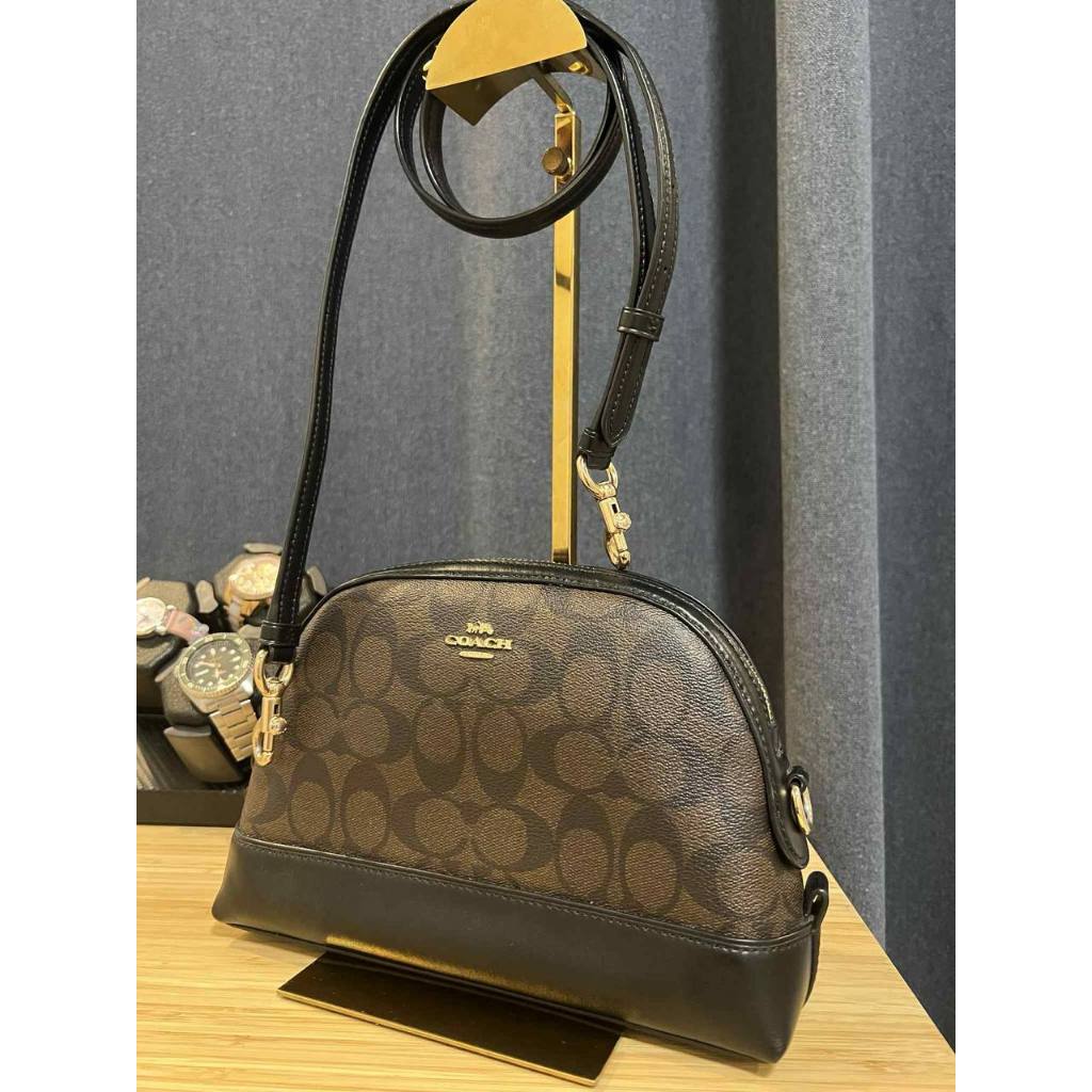 ORIG Preloved CCH Dome Crossbody Signature Brown Black Small Bag