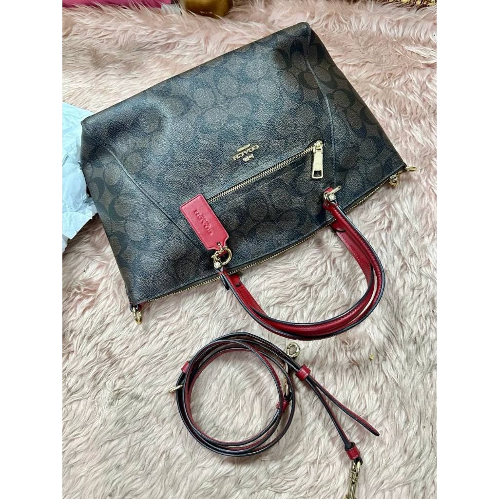 ORIG Preloved CCH Prairie Satchel In Signature Canvas Brown/Red Bag