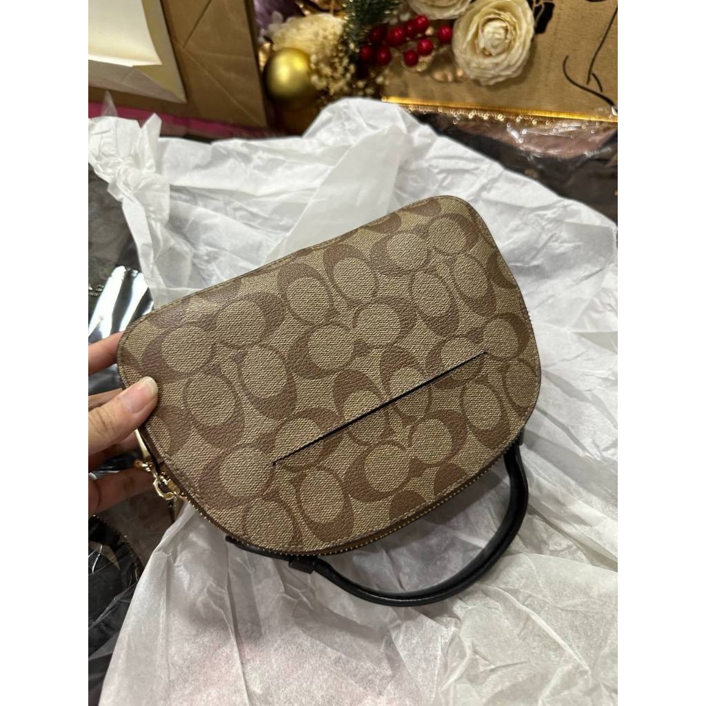 ORIG Preloved RARE CCH Serena Satchel In Signature Canvas Khaki Brown Small Bag