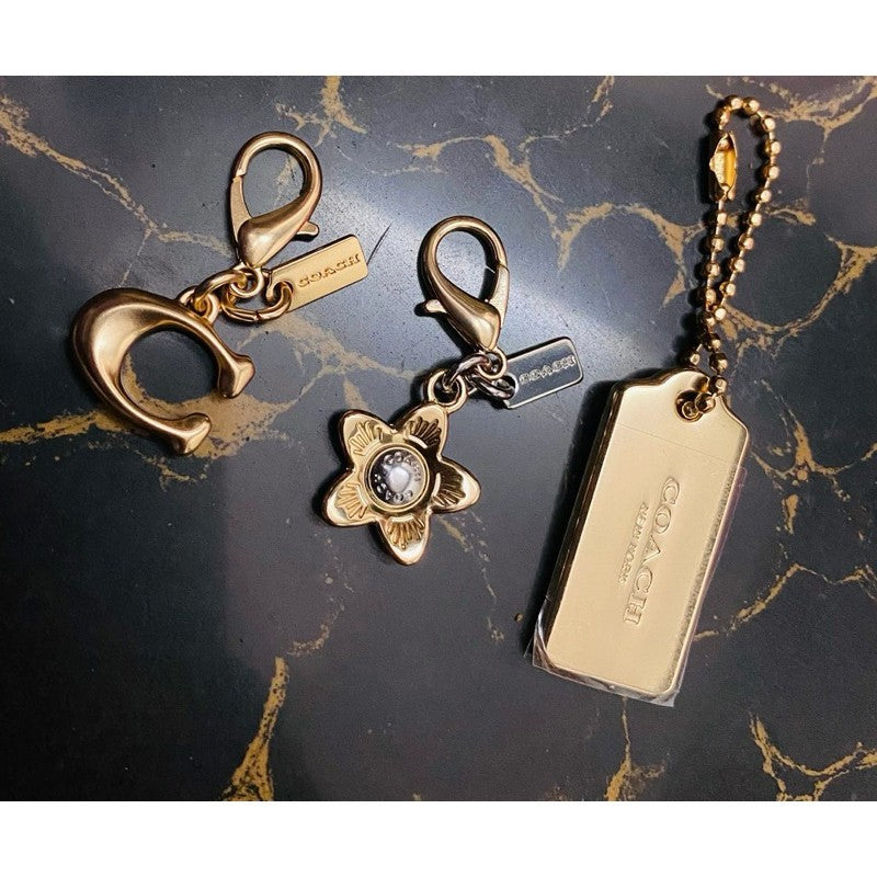 Orig Small Wallet Leather Gold Keychain / Bag Charms / Hangtag