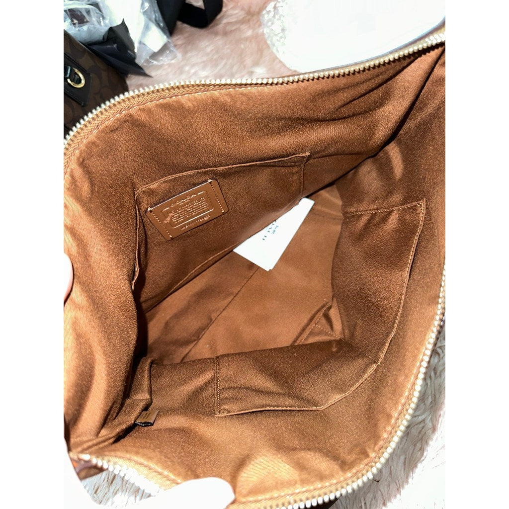 ORIG & IMPORTED CCH Zip Top Tote In Signature Canvas Khaki Brown Bag