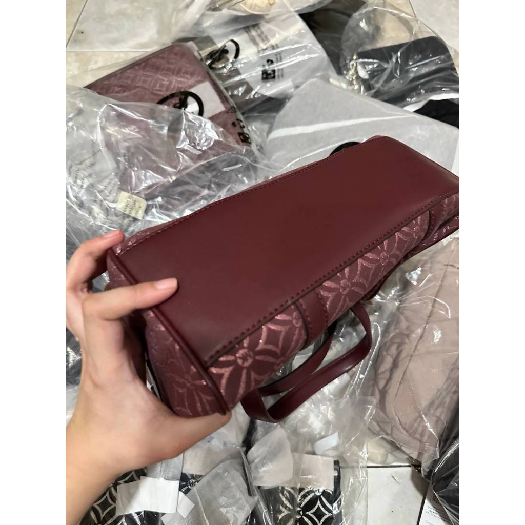 ORIG & IMPORTED MK Medium Duffle Satchel Bag Glitter Oxblood Maroon