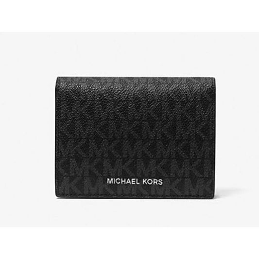 ORIG & IMPORTED MK Cooper Signature Logo Print Flap Small Black Wallet