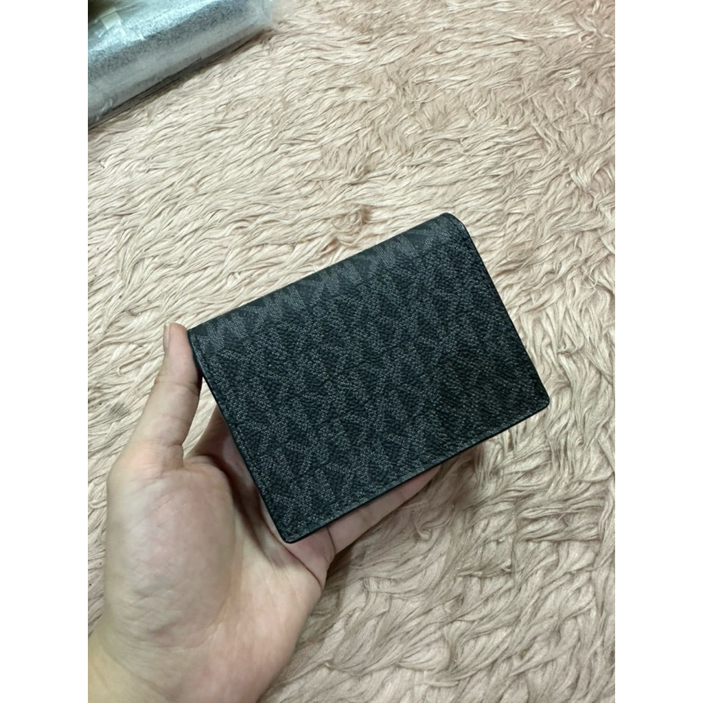 ORIG & IMPORTED MK Cooper Signature Logo Print Flap Small Black Wallet
