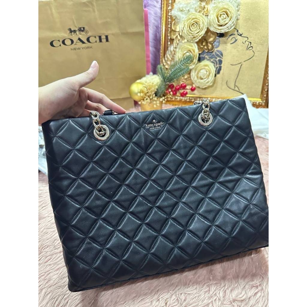 ORIG Preloved KS Large Natalia Quilted Tote Bag in Black
