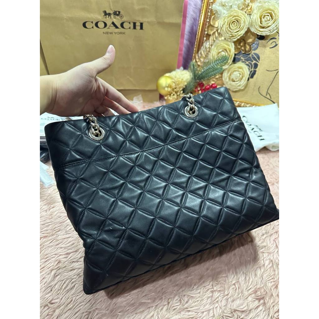ORIG Preloved KS Large Natalia Quilted Tote Bag in Black
