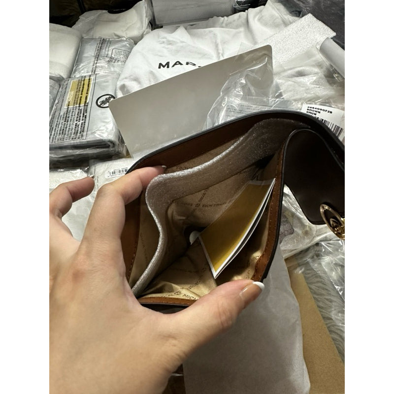 ORIG & IMPORTED MK Leida Carmen Medium Signature Logo Wallet Brown