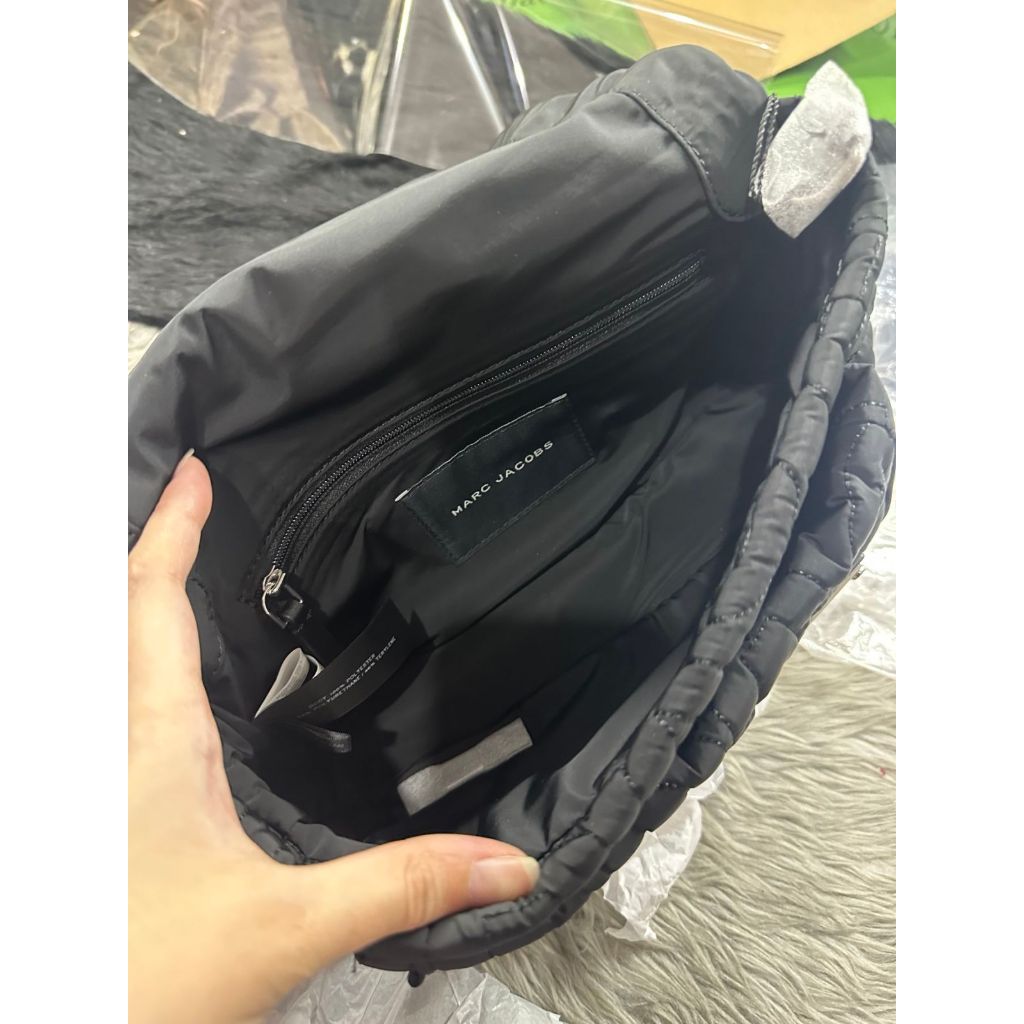 ORIG & IMPORTED MJ Nylon Jumbled Logo Messenger Black Bag