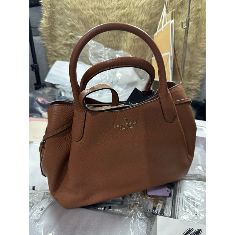 ORIG & IMPORTED KS Dumpling Large Satchel Bag in Brown Warm Gingerbread