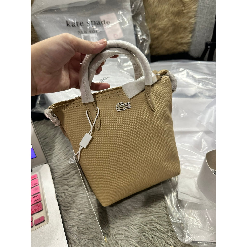 ORIG & IMPORTED LCT Women's Concept Petit Piqué Coated Canvas Mini Zip Tote Bag Beige