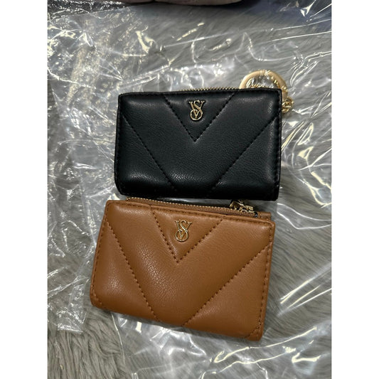 ORIG & IMPORTED Victoria's Secret VS Foldover Card Case Small Wallet Brown Black