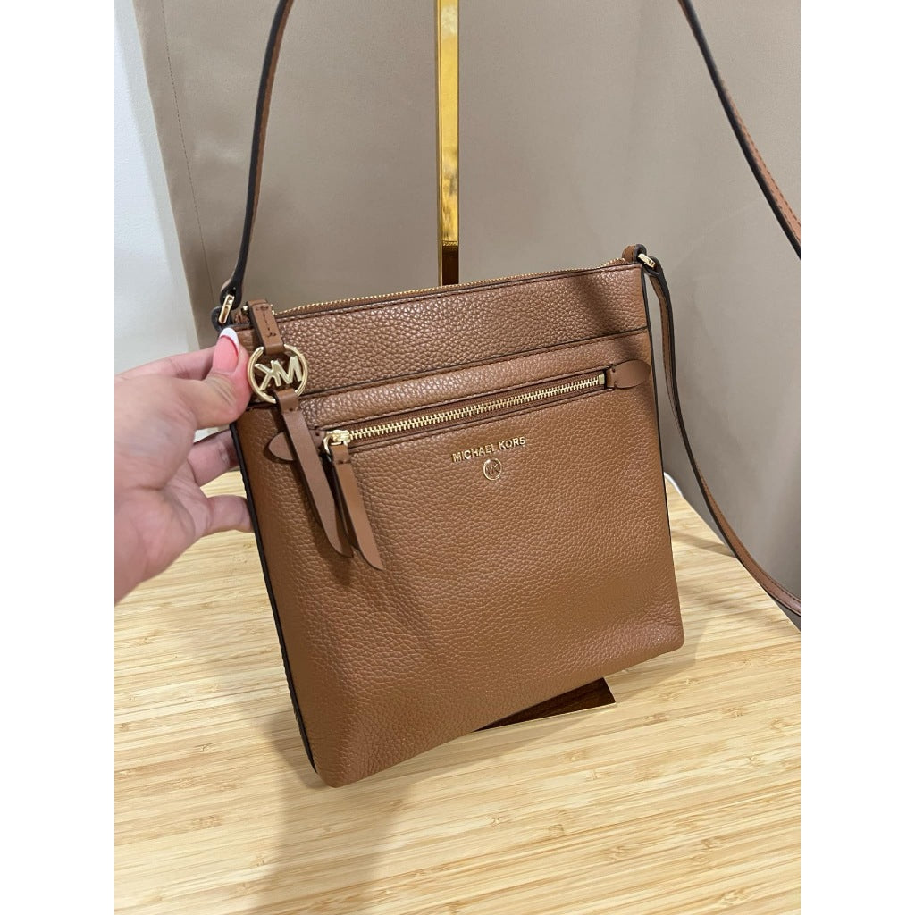 ORIG PRELOVED  MK Jet Set Charm Large North South Flat Crossbody Bag Brown